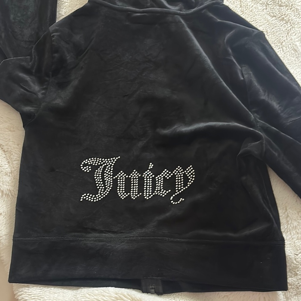 Juicy Couture Black Velvet Hooded Jacket